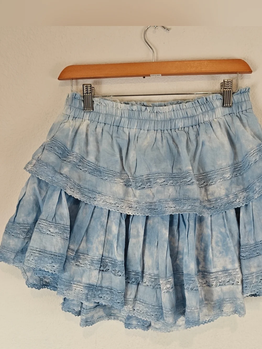 LoveShackFancy Pacific Indigo Hand-Dye Ruffle Mini Skirt Cottagecore Boho Tiered